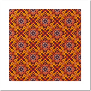 Diamonds and Crosses in Orange and Red Colors - WelshDesignsTP005 Posters and Art
